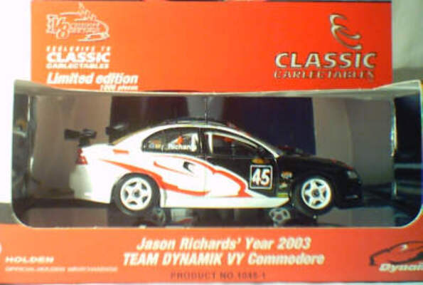 1:43 Classic Carlectables 1045-1 Jason Richards 2003 Team Dynamik VY Commodore